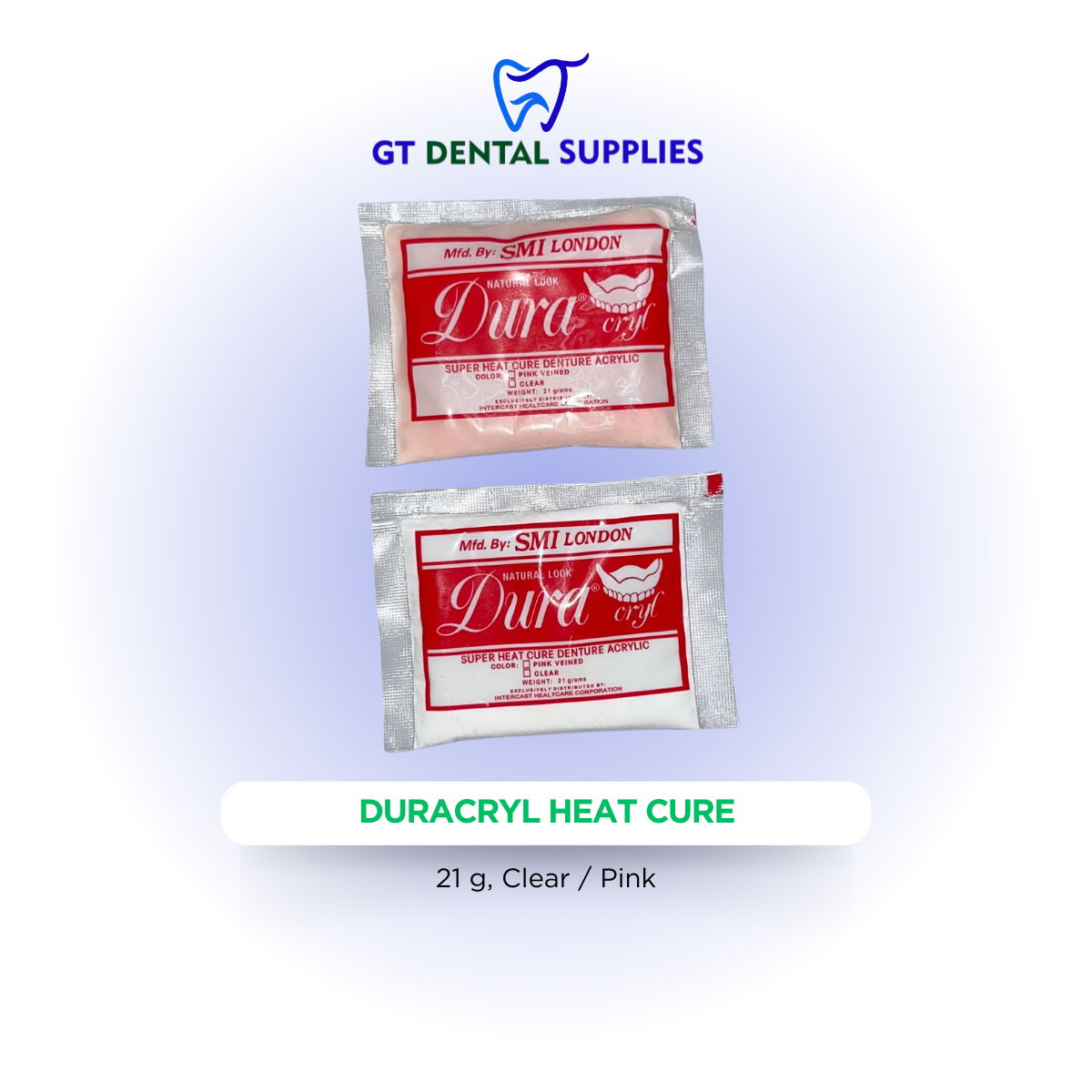 DuraCryl Heat Cure 21 grams | Available Colors: Clear, Pink
